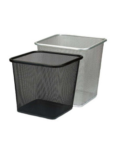Corbeille à Papier de Bureau Carrée en Métal MM - Noir/Argent