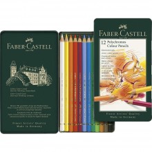 Crayons Couleur Polychromos, Boite Métal 12pcs - Faber Castell