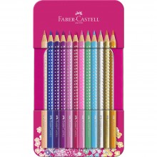 Crayons Couleur Sparkle, Boite Métal 12pcs - Faber-Castell