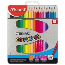Crayons Couleurs Color'Peps Boite Métallique 18pcs - Maped