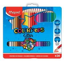 Crayons Couleurs Color'Peps Star Boite Métallique 24pcs - Maped