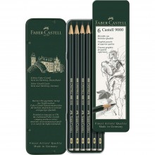 Crayons Graphite Castell 9000, Boite Métal 6pcs - Faber-Castell