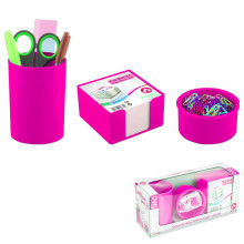 Ensemble de Bureau en Plastique 3 pcs, Rose - ARK