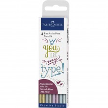 Feutre Pitt Artist Pen, Boite de 4, Couleurs Métallique - Faber-Castell