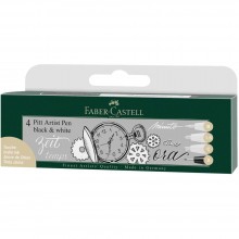 Feutre Pitt Artist Pen, Boite de 4, Noir & Blanc - Faber Castell