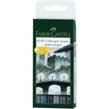 Feutre Pitt Artist Pen, Boite de 6, Nuances Gris - Faber-Castell
