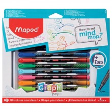Feutres Graph'Peps Mind Map 8pcs + Tuto Maped - Réf.897553