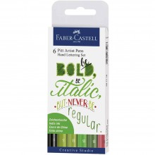 Feutres Pitt Artist Pen, Boite de 6, Lettering Vert - Faber-Castell