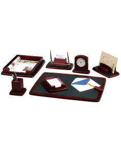 Garniture de Bureau en Bois avec Sous-main et Horloge - Réf.90708
