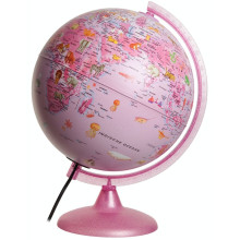 Globe Terrestre Lumineux Zoo Français Rose, 25cm - Tecnodidattica