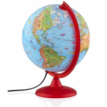 Globe Terrestre Lumineux Zoo Français Rouge, 25cm - Tecnodidattica