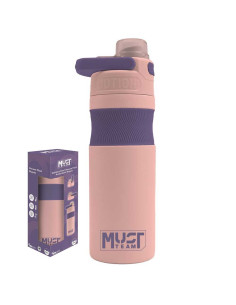 Gourde avec Poignée en Acier Inoxydable Must Team Rose/Violet,500 Ml - Réf.587496