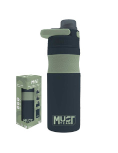 Gourde avec Poignée en Acier Inoxydable Must Team Vert,500 Ml - Réf.587497
