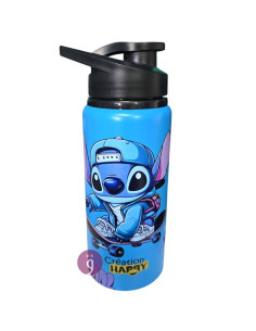 Gourde en Acier Inoxydable, Stitch Bleu Happy - Réf.TFK25004