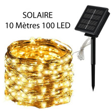 Guirlande Lumineuse Solaire Décoration Extérieur Jardin 10 Mètres 100 LED Blanc