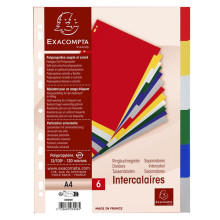 Intercalaires Polypropylène Souple 6 Positions A4 - Exacompta