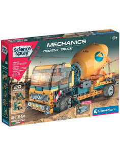 Jeu de Construction Mon atelier Mécanique, Camion de ciment, Moteur Eléctrique - Clementoni
