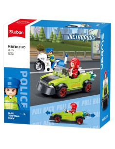 Jeu de construction Police Metropolis Course poursuite moto & voiture 98 pcs - Sluban