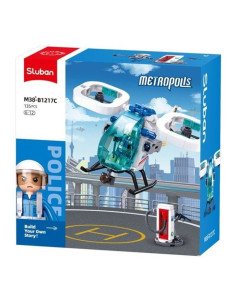 Jeu de construction Police Metropolis – Hélicoptère + station – 135 pièces – Sluban