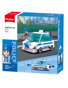 Jeu de construction Police Metropolis Voiture pull-back 97 pcs - Sluban
