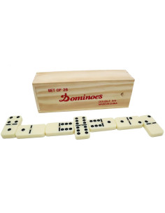 Jeu de Dominos Double Six 28 Pcs Ivoire avec Coffret en Bois