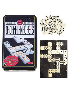 Jeu de Dominos Double Six Deluxe avec Boîte Métal 28 Pcs