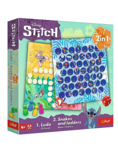 Jeu de Société Disney Stitch 2en1 Ludo & Serpents et Échelles, Trefl - Réf.02742