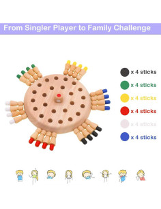 Jeu en Bois Family Challenge Batonnets Colorés + Dé