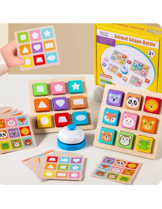 Jeu Mémoire Enfant en Bois avec Cloche