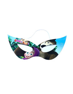 Lot De 6 Masques Anniversaire, Masha Et Michka