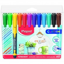 Marqueur Permanent Fin Multi Surfaces 12pcs Maped - Réf.734547