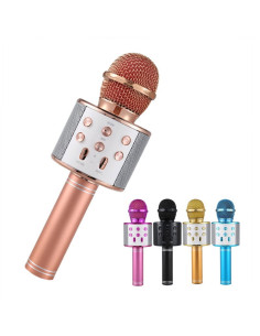 Microphone Karaoké Bluetooth Sans Fil avec Haut-Parleur Intégré