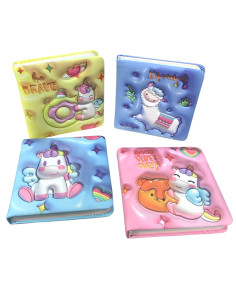 Mini Notebook Couverture 3D avec Pages Lignées Illustrées et Messages Positifs