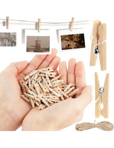 Mini Pinces à Linge en Bois Naturel