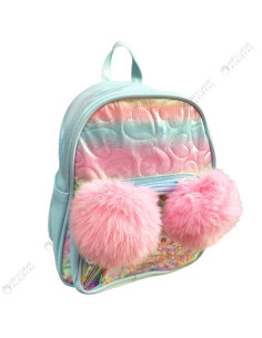 Mini Sac à Dos Pailleté avec Des Pompons