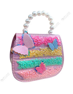 Mini Sac à Main Pailleté avec Papillon pour Fille