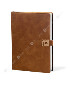 Notebook Motif Grec Marron Fermoir Doré