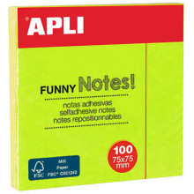 Notes Repositionnables APLI 75×75 Vert Brillant