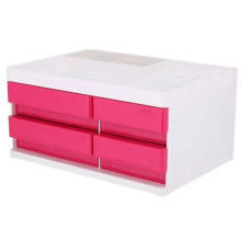 Organisateur De Bureau 3 Compartiments Avec 4 Tiroirs- Réf. EZ25040 Rose
