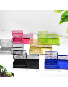 Organisateur de Bureau en Métal Maille, Range Stylos, Courrier et Accessoires