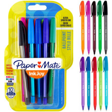 Pack 10 Stylos Bille Paper Mate InkJoy Encre Super Douce 1.0mm