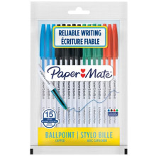 Pack 15 Stylos Bille Paper Mate Ecriture Fiable 1.0mm