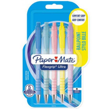 Pack 5 Stylos Bille Paper Mate FlexGrip Ultra 1.0mm