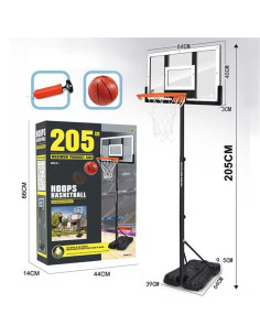 Panier de Basket Réglable 205 cm avec Ballon et Pompe