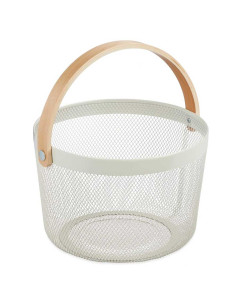 Panier de Rangement en Métal avec Anse en Bois