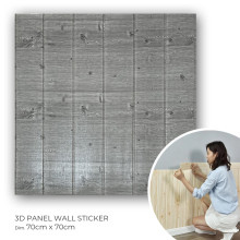 Panneau Mural 3D Décoratif Adhésif 70cm/70cm Effet Parquet Gris