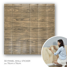 Panneau Mural 3D Décoratif Adhésif 70cm/70cm Effet Parquet Marron