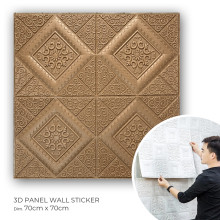 Panneau Mural 3D Décoratif Adhésif 70cm/70cm Motif Baroque Bronze