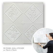 Panneau Mural 3D Décoratif Adhésif 70cm/70cm Motif Baroque Grands Carreaux