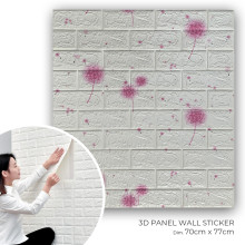 Panneau Mural 3D Décoratif Adhésif 70cm/77cm Fausses Briques avec des motifs Floraux